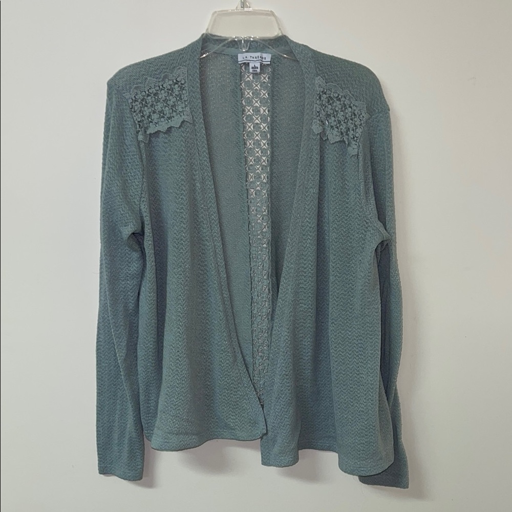 Elegant Blue Open-Front Sweater